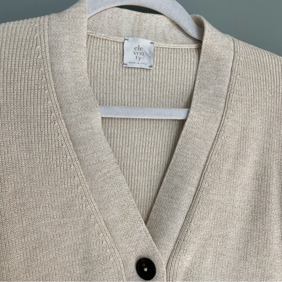 Eleventy Italian Made 100% Cotton Metallic Thread Beige Neutral Knit Cardigan - Picture 9 of 17